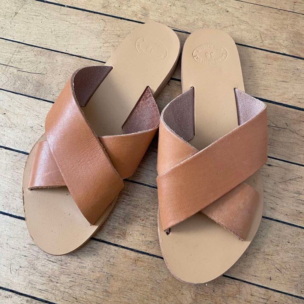 Genuine Leather Sandals, Size 38 (7 US)